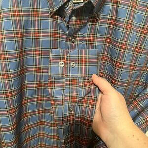 L.L.‎ Bean Traditional Fit Mens Long Sleeve Button Blue Red Plaid Medium Shirt